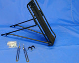 Black alloy rear pannier rack for bicycles with included P-clips