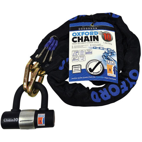 Oxford Cycle Security Chain Lock 1400mm x 10mm 3 Keys