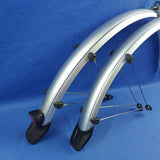 Plastic Bicycle Mudguard Set Silver Gloss for 26" Wheels