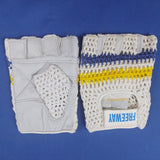 Freeway Vintage Cycling Crochet Gloves Leather Palms Half Finger Size S