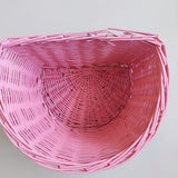 Pink Wicker Front Bicycle Basket 40 × 31 × 27 cm