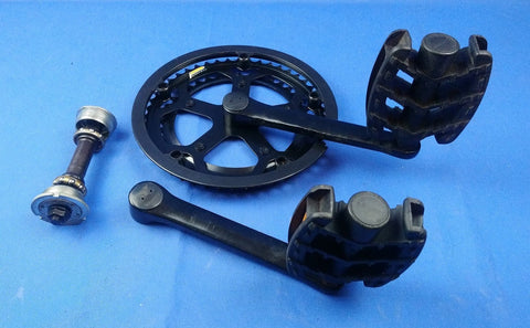 Prowheel Black Bicycle Crankset 170 mm 48/40T Black Steel with Pedals