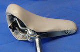 Retro Light Grey Used MTB Bicycle Saddle with Seatpost
